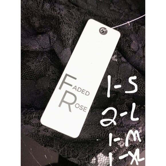 Faded Rose Black Sheer Lace Bustier Crop Top With Cap Sleeves & Back Zipper Clos - Picture 15 of 15